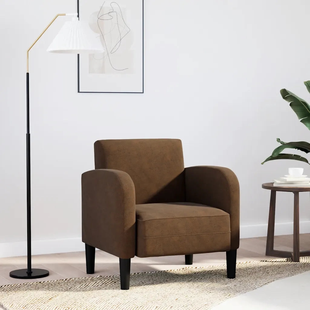 Divano Poltrona | Sedia con Braccioli Marrone 54 cm in Similpelle