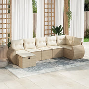 Set Divani da Giardino 7 pz con Cuscini Beige in Polyrattan 3325604