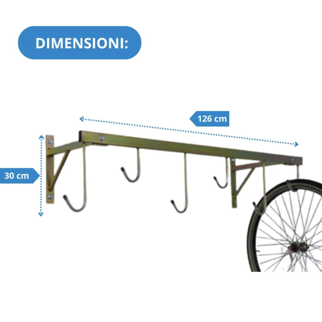 Andrys Porta Bici Muro 6 Posti con Ganci Smontabile Zincato Oro