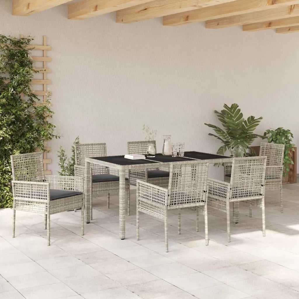 Set da Pranzo per Giardino 7 pcs Grigio chiaro polyrattan 3334898