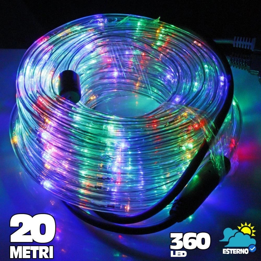Trade Shop - Tubo Luminoso A Led 360 Luci Multicolor 20 Metri Per Uso Esterno + Controller -