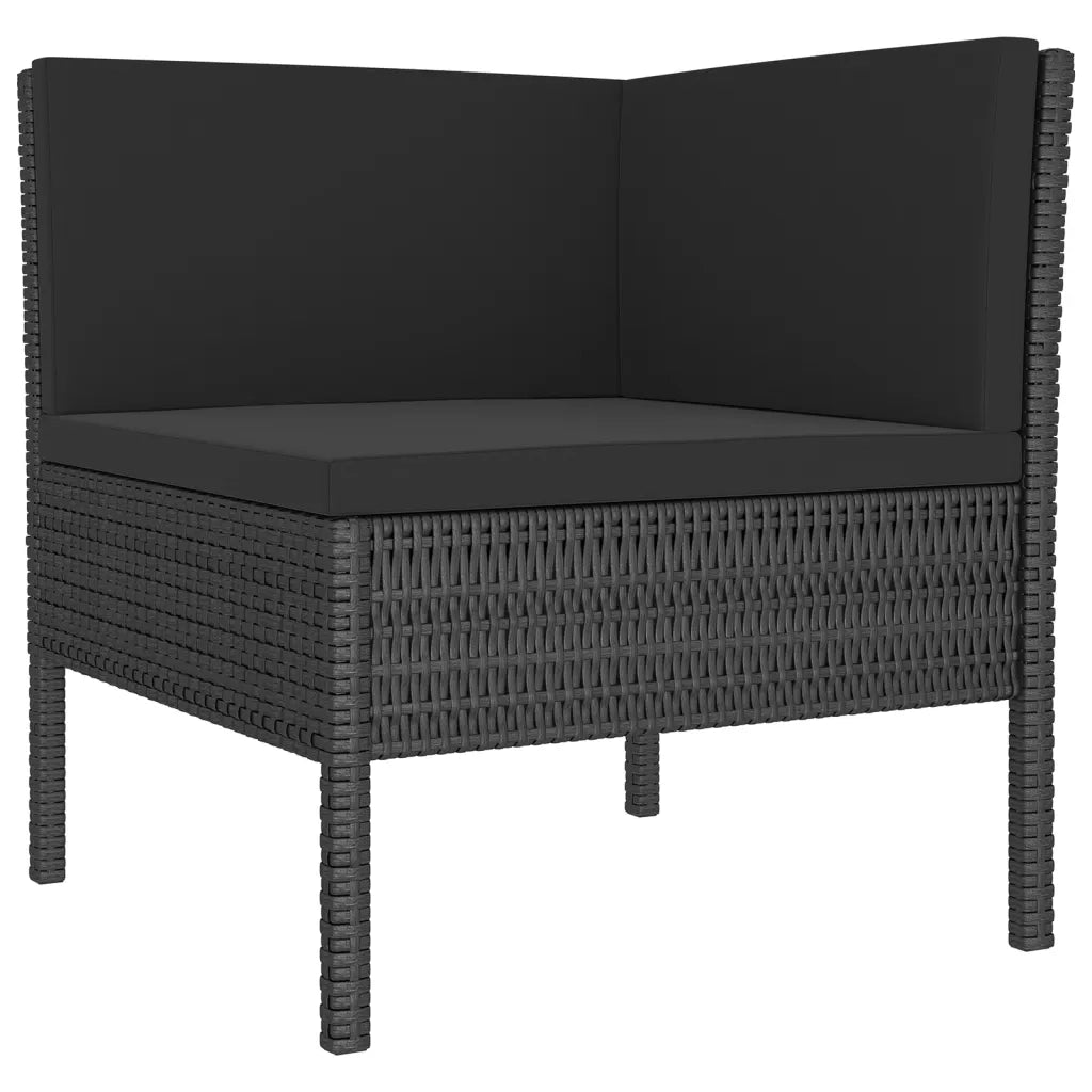 Set Divani da Giardino 8 pz con Cuscini in Polyrattan Nero 3094389