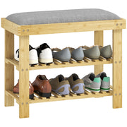 Scarpiera in Bamb¨´ con Cuscino ¨C Minimal ¨C Grigio 60x29x49 cm