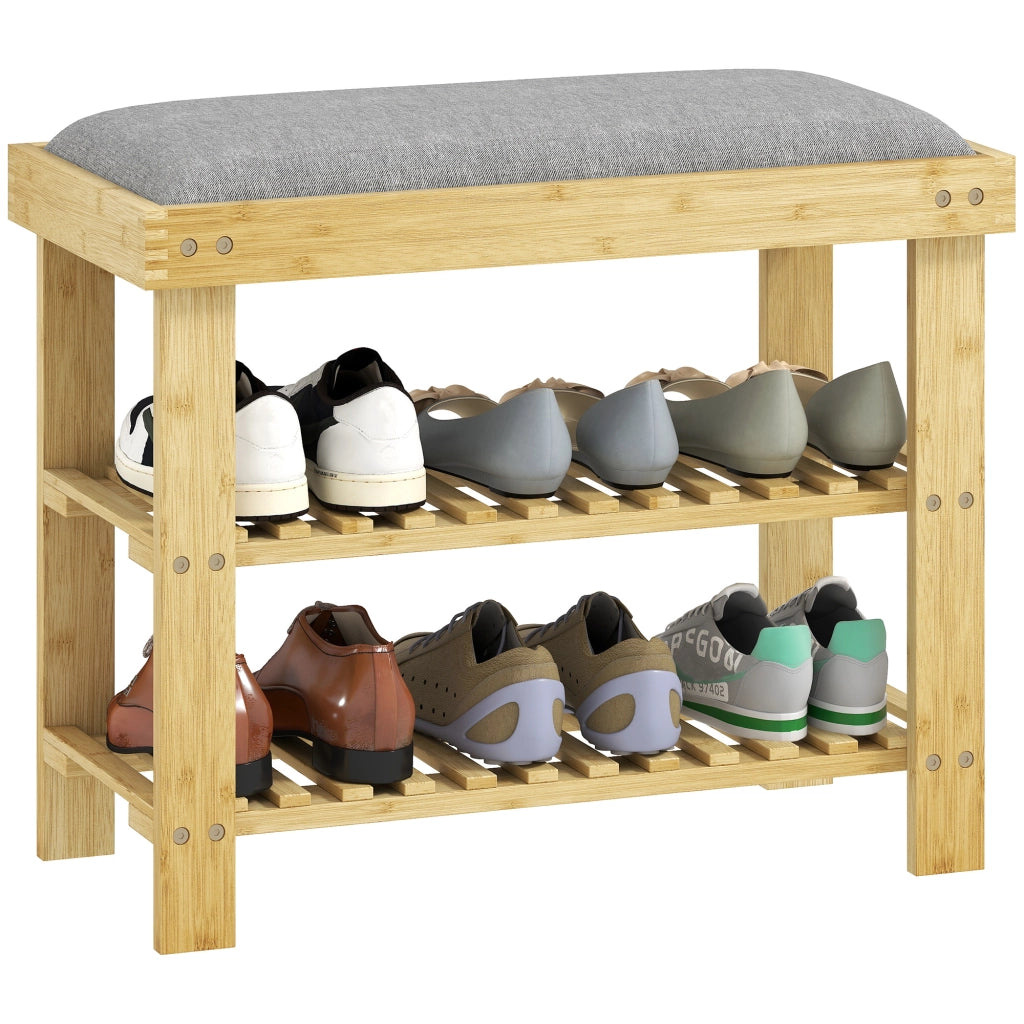 Scarpiera in Bamb¨´ con Cuscino ¨C Minimal ¨C Grigio 60x29x49 cm