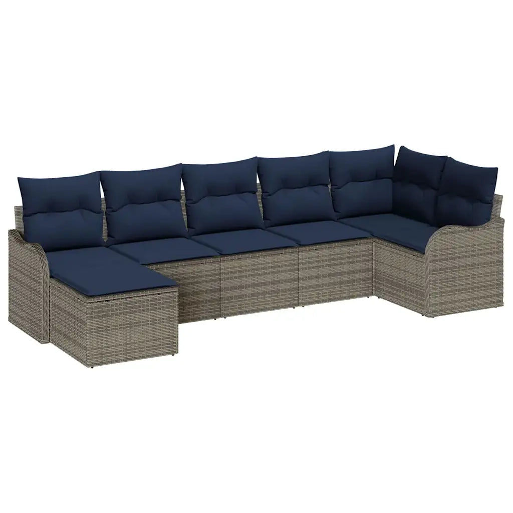 Set Divano da Giardino 7 pz Grigio polyrattan 3345795