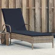Lettino prendisole con ruote e Cuscino in Polyrattan Grigio 368315