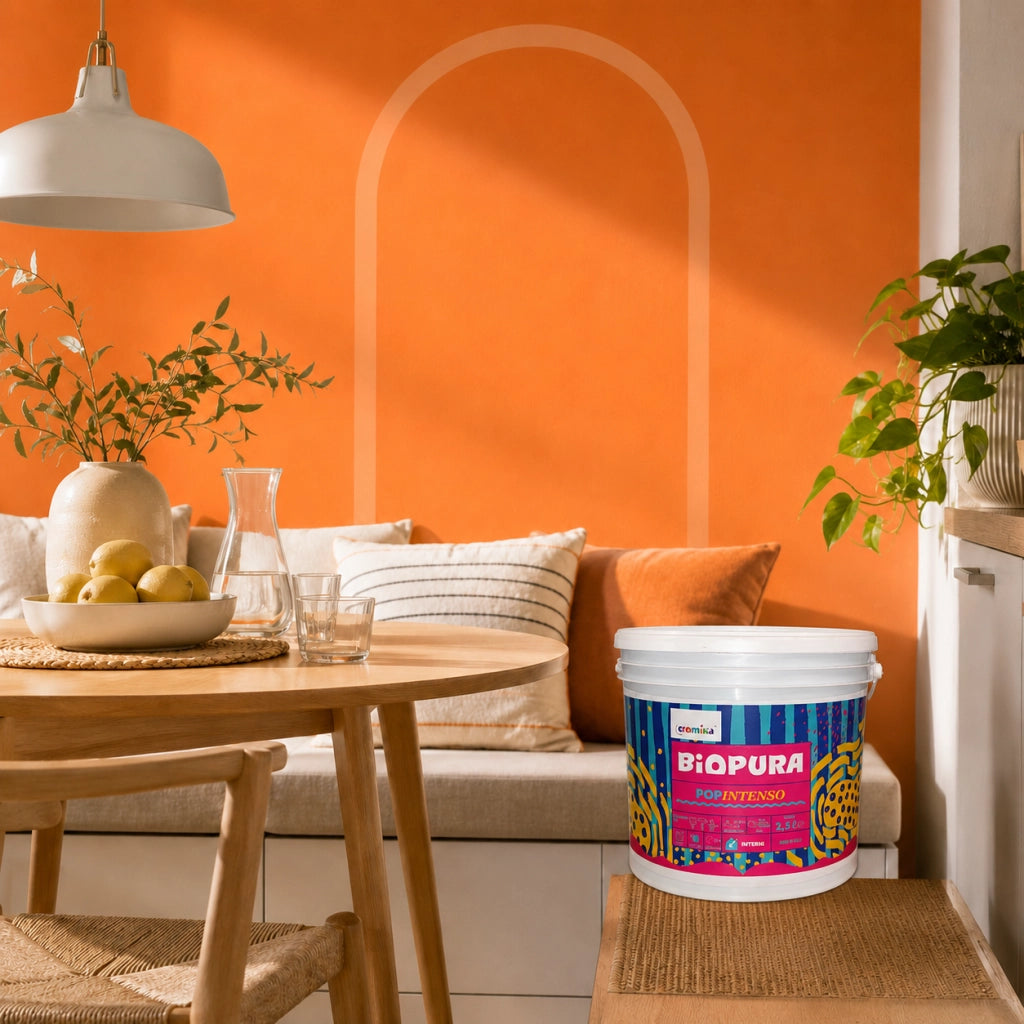Popintenso palestra e decori interni pittura murale lavabile e coprente cromika *** formato 2.5 lt, colore- arancio s...