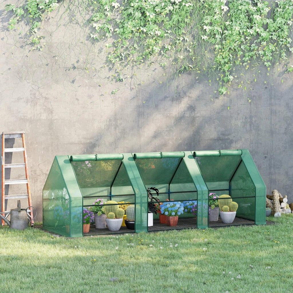 Serra da Giardino ¨C Xylo ¨C 270x90x90 cm Acciaio Verde con 3 Finestre per Esterno