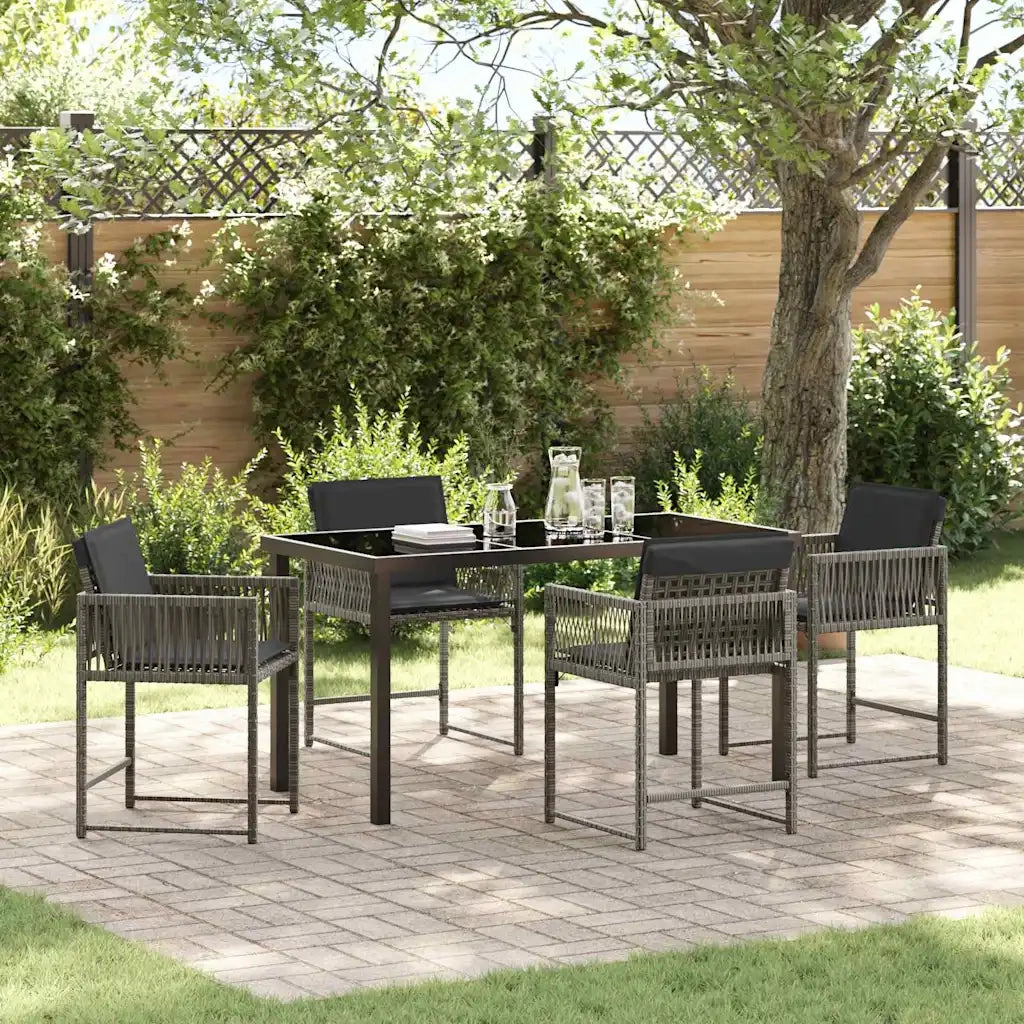 Set da Pranzo per Giardino 5 pcs Grigio polyrattan 3380750
