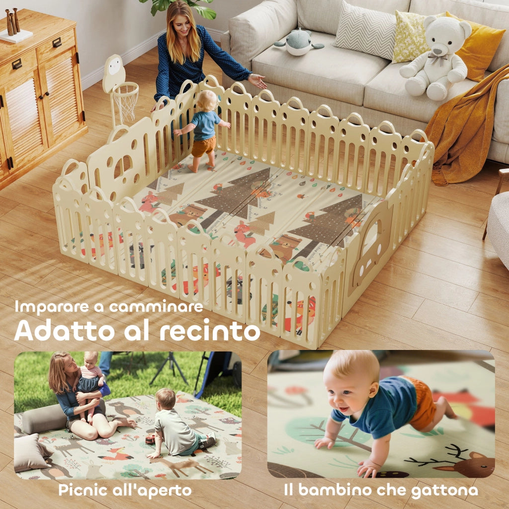 Tappeto Gioco Bambini Tema Foresta ¨C Xylo ¨C XPE Impermeabile Multicolore 196x176x1.5cm