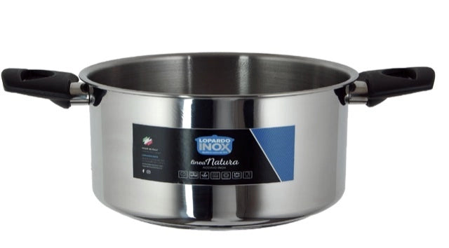 Casseruola Pentola ad induzione in acciaio inox 2 manici linea natura 20 cm