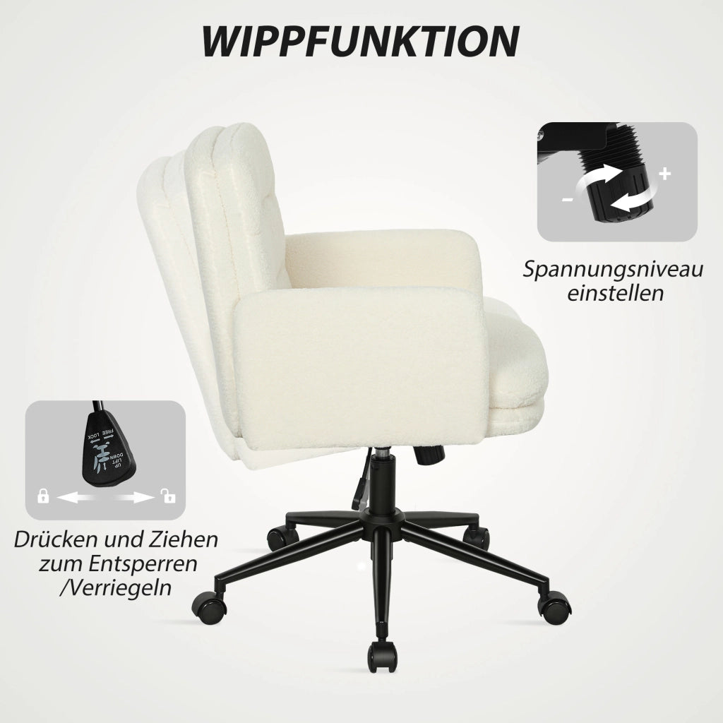 Sedia da ufficio con braccioli e rotelle ¨C Minimal ¨C crema, tessuto