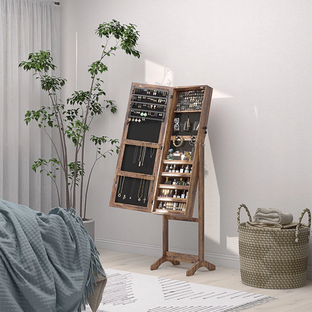 Specchio Cassettiera con Luci LED ¨C Minimal ¨C Marrone 60x40x138