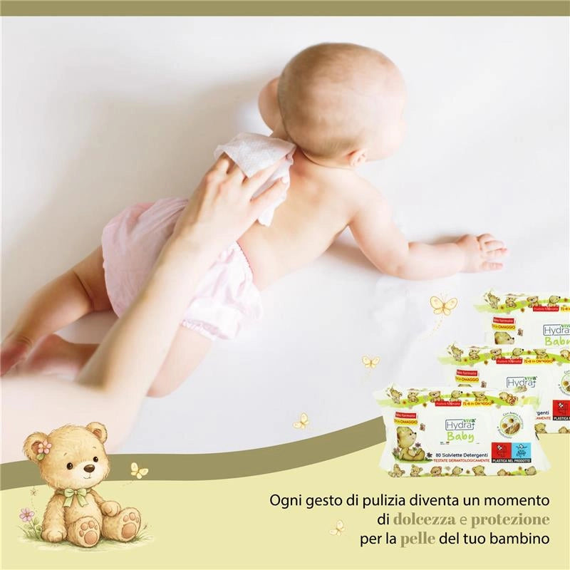 HYDRA VIVA + SALVIETTE DETERGENTI BABY CON AVENA BIOLOGICA E BISABOLOLO 12 CONFEZIONI DA 80 PZ