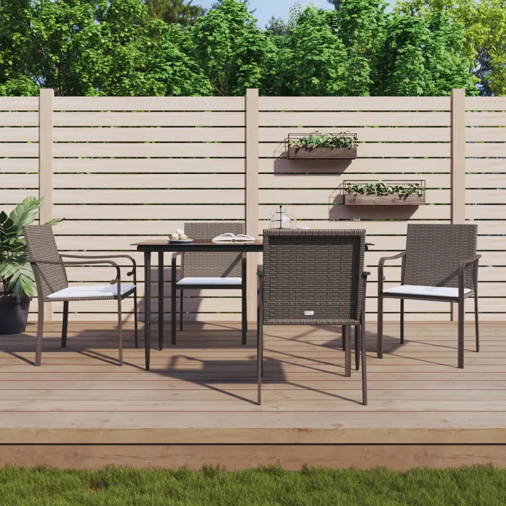 Set Pranzo da Giardino 5pz con Cuscini in Polyrattan e Acciaio 3186941