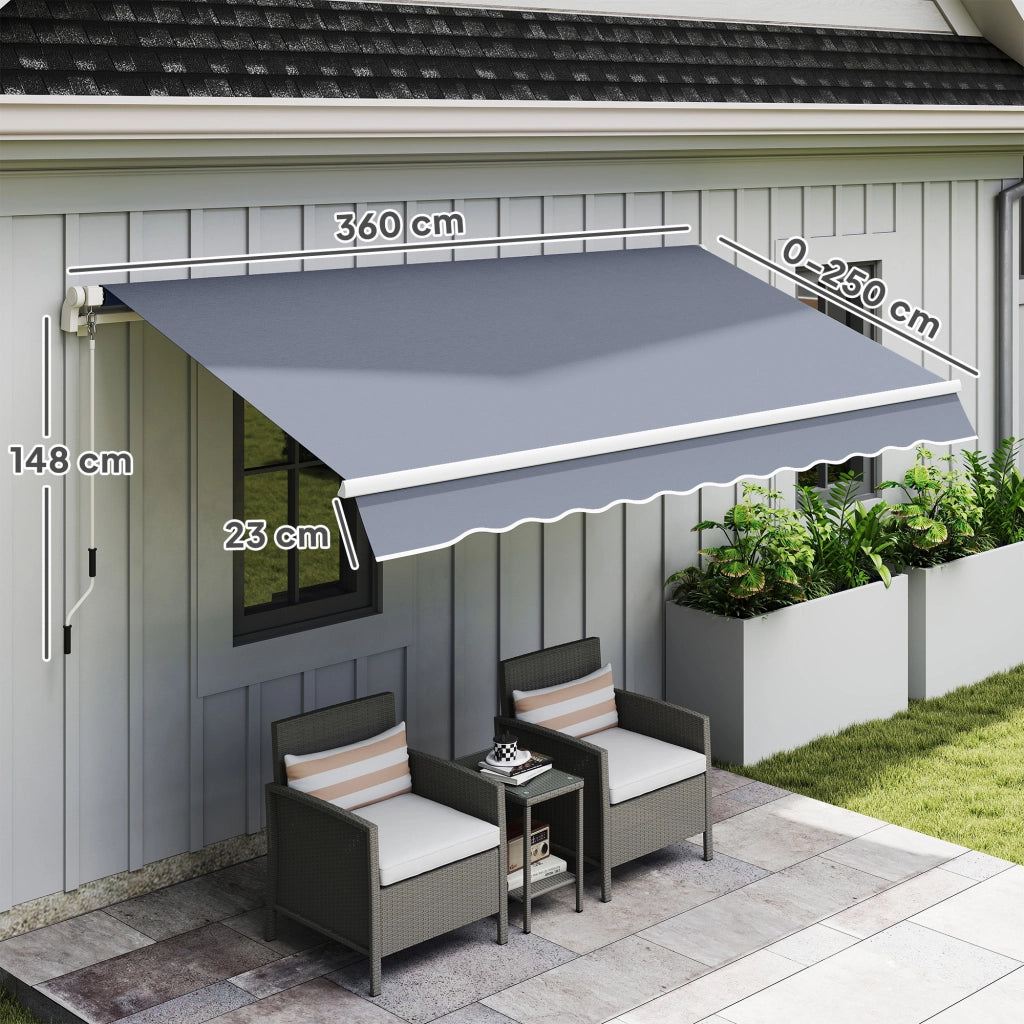 Tenda da Sole per Esterno a Bracci Avvolgibile ¨C Minimal ¨C Grigio 360x250 cm