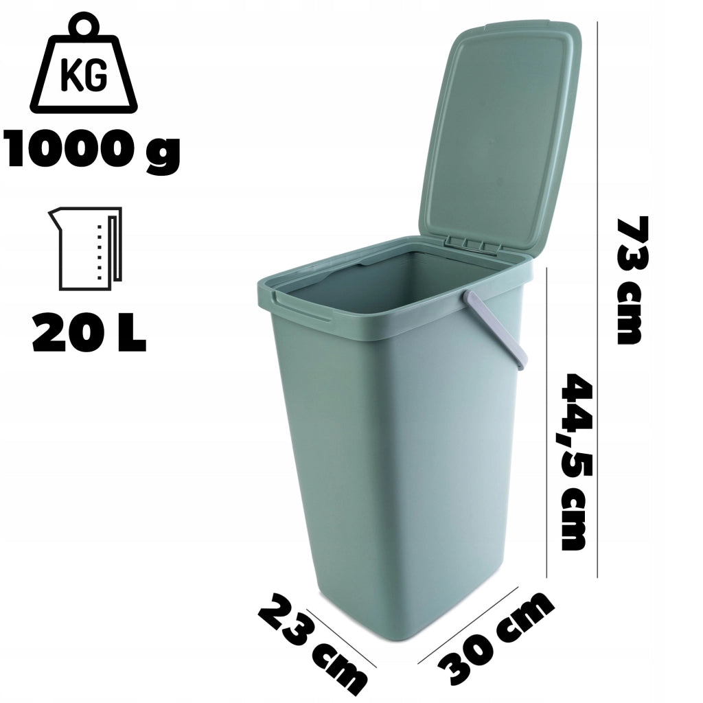 Cestino per rifiuti KADAX con coperchio, secchio per la raccolta differenziata da 20 litri.