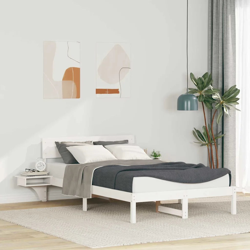 Struttura del letto Bianco 140 x 190 cm Pino massello 873452