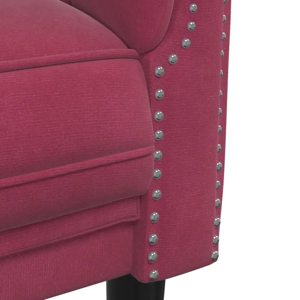 Set di Divani 2 pz Rosso Vino in Velluto