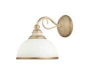 Applique parete rétro ecru patinata cupola bianca E27 Jupiter