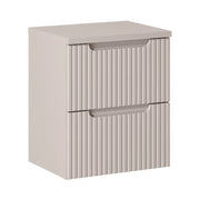 Set da bagno VANO cashmere opaco 50cm: mobile sottolavabo con cassetti scanalati verticalmente + piano per lavabo