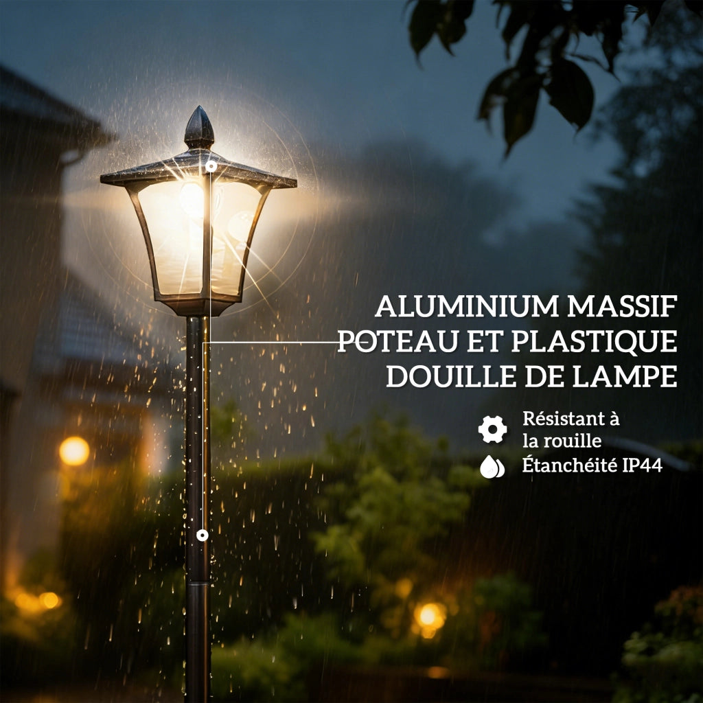 Lampada da giardino solare con fioriera ¨C zephmum ¨C nero 160cm
