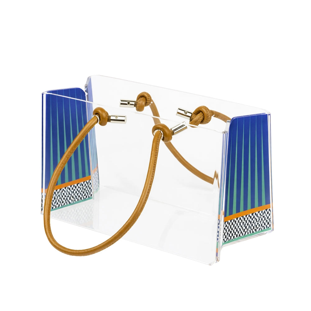 SHOPPER PICCOLA CHARLOTTE IN CRISTALLO ACRILICO TRASPARENTE E CON DECORO ETHNIC