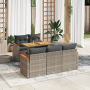 Set Divano da Giardino 6pz con Cuscini Grigio Polyrattan Acacia 3327441
