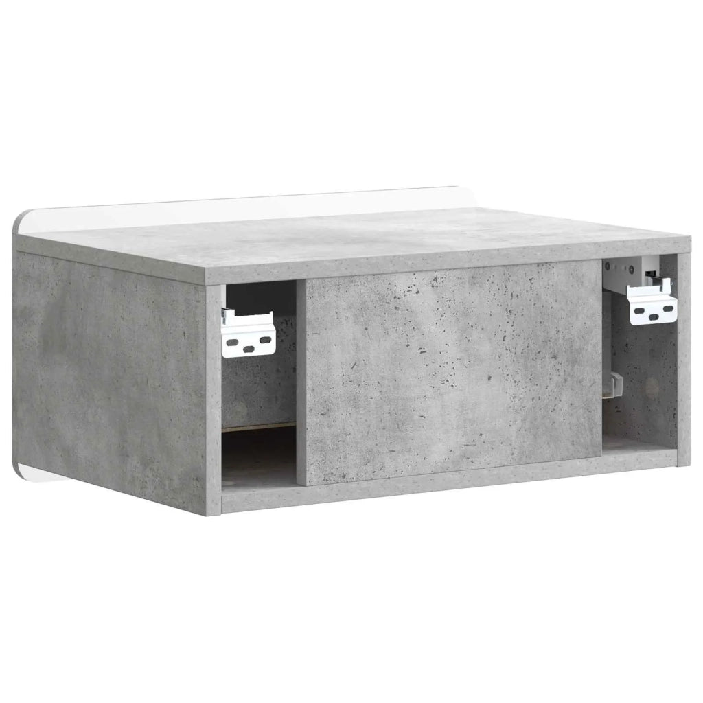 Mobiletto da notte a muro con cassetto 2 pcs Grigio Cemento 898282