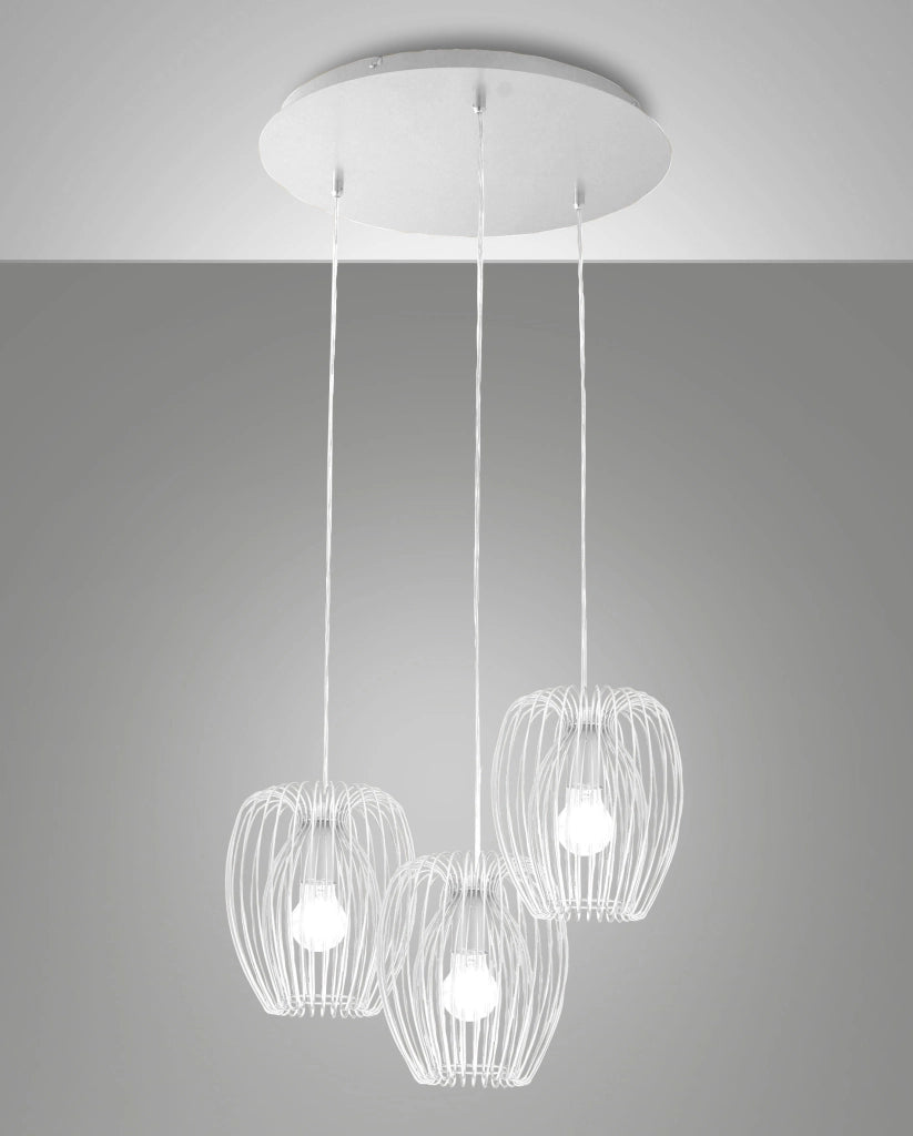 Camp Lampada a Sospensione in Metallo Colore Bianco Ø500mm, Design Moderno e Struttura Elegante per Illuminazione Interni Classe 1 IP20