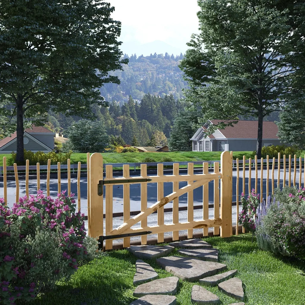 Cancello Singolo per Recinzione in Legno di Nocciolo 100x60 cm 142589