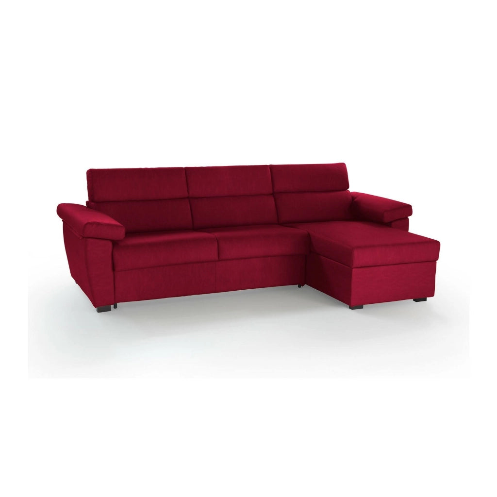 Priverno, Divano Letto con Penisola Sfoderabile Made in Italy, 285x160 cm Rosso