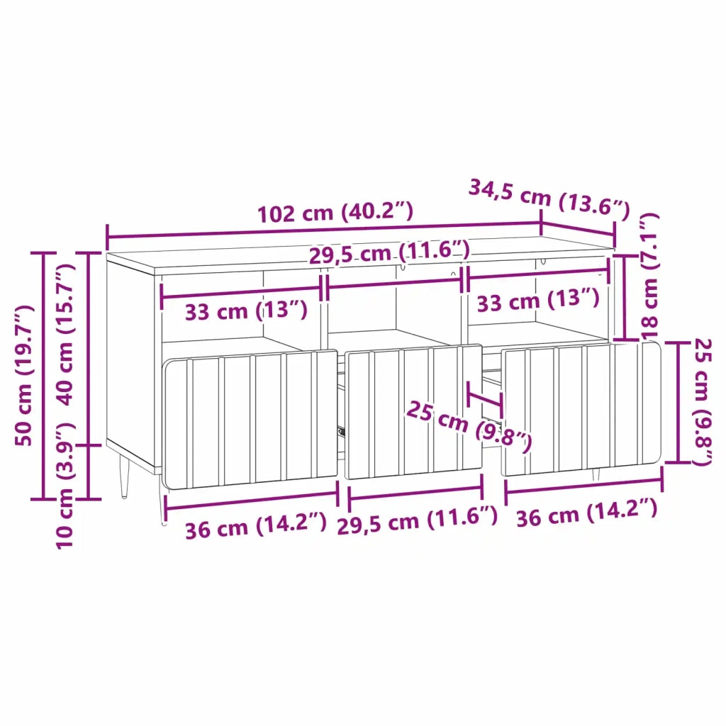 Mobile TV-Credenza per TV Bianco Lucido 102 x 34,5 x 50 cm Legno ingegnerizzato 865817