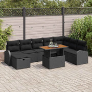 Set Divano da Giardino 9 pcs Nero polyrattan 3361317
