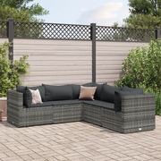 Set Divani da Giardino 5 pz con Cuscini in Polyrattan Grigio