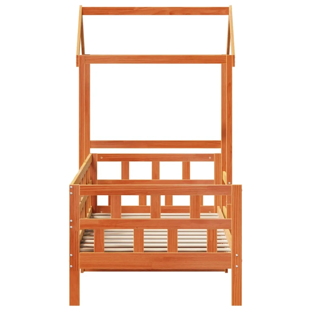 Letto singolo | Letto per adulti | Dormeuse con Tetto Marrone Cera 80x200 cm Legno Massello Pino