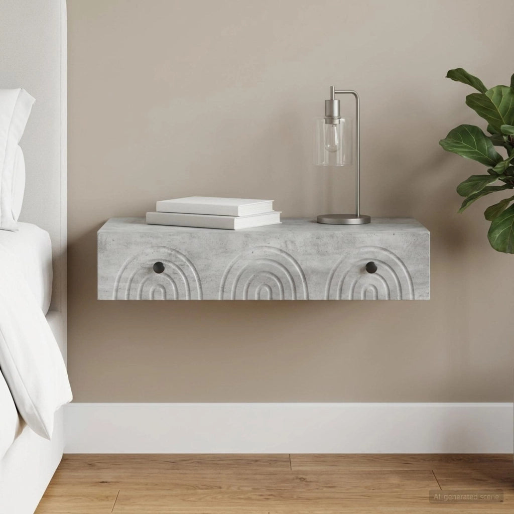 Tavolino da Parete Laterale 87,5 x 34,5 x 17 cm Grigio Cemento 898158