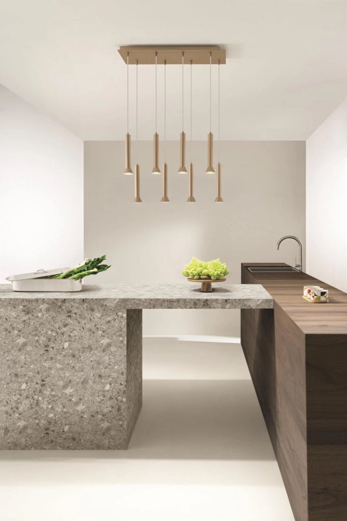 SOSPENSIONE LILA PICCOLA ORO H.26CM D.6,6CM 1 LUCE ATTACCO GU10
