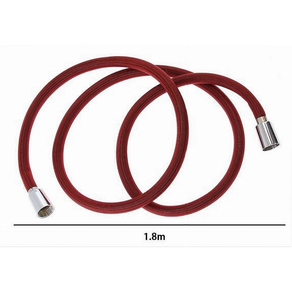 Trade Shop - Tubo Doccia Flessibile 1.8 Metri Rosso 180cm Laccio Bagno Per Doccetta Box 87282 -