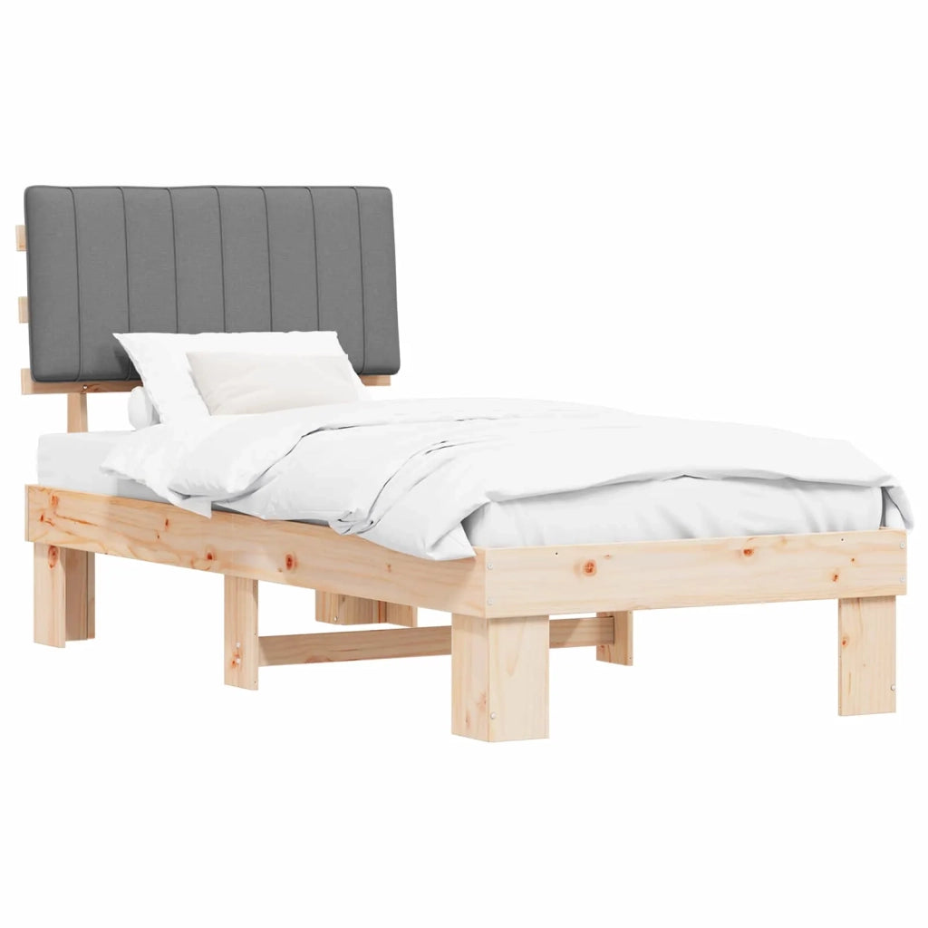 Letto con Testiera Rivestita-Struttura Letto con Testiera Grigio chiaro 90 x 190 cm 464687