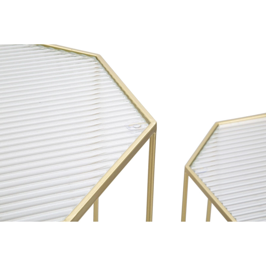Set di Tavolini VKH598, Oro, Metallo, 50x46x100 cm