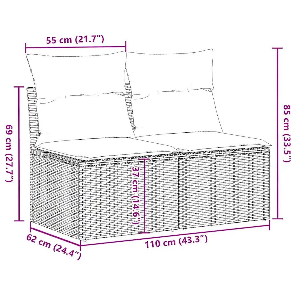 Set Divano Giardino 4 pz con Cuscini Marrone Polyrattan Acacia 3325250