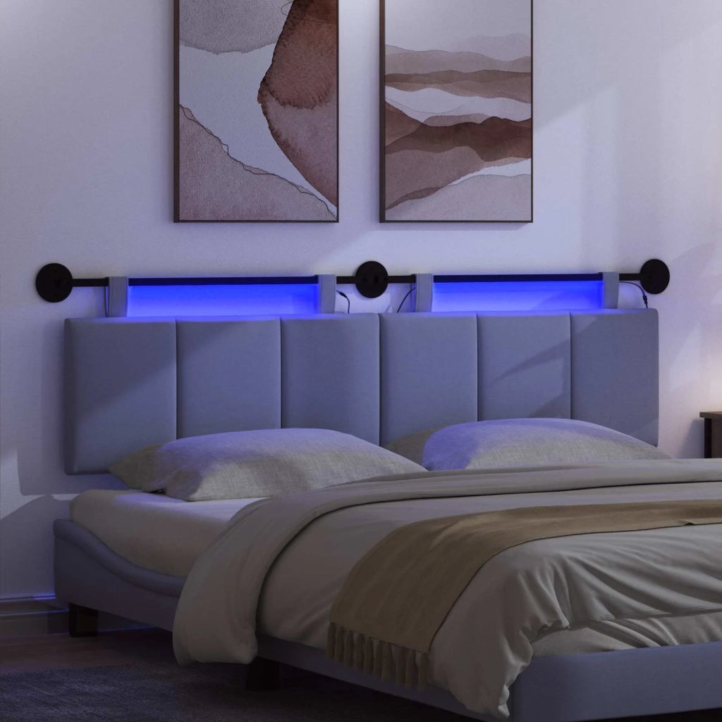 Testiera sospesa Con luce LED Blu jeans Tessuto 3424813