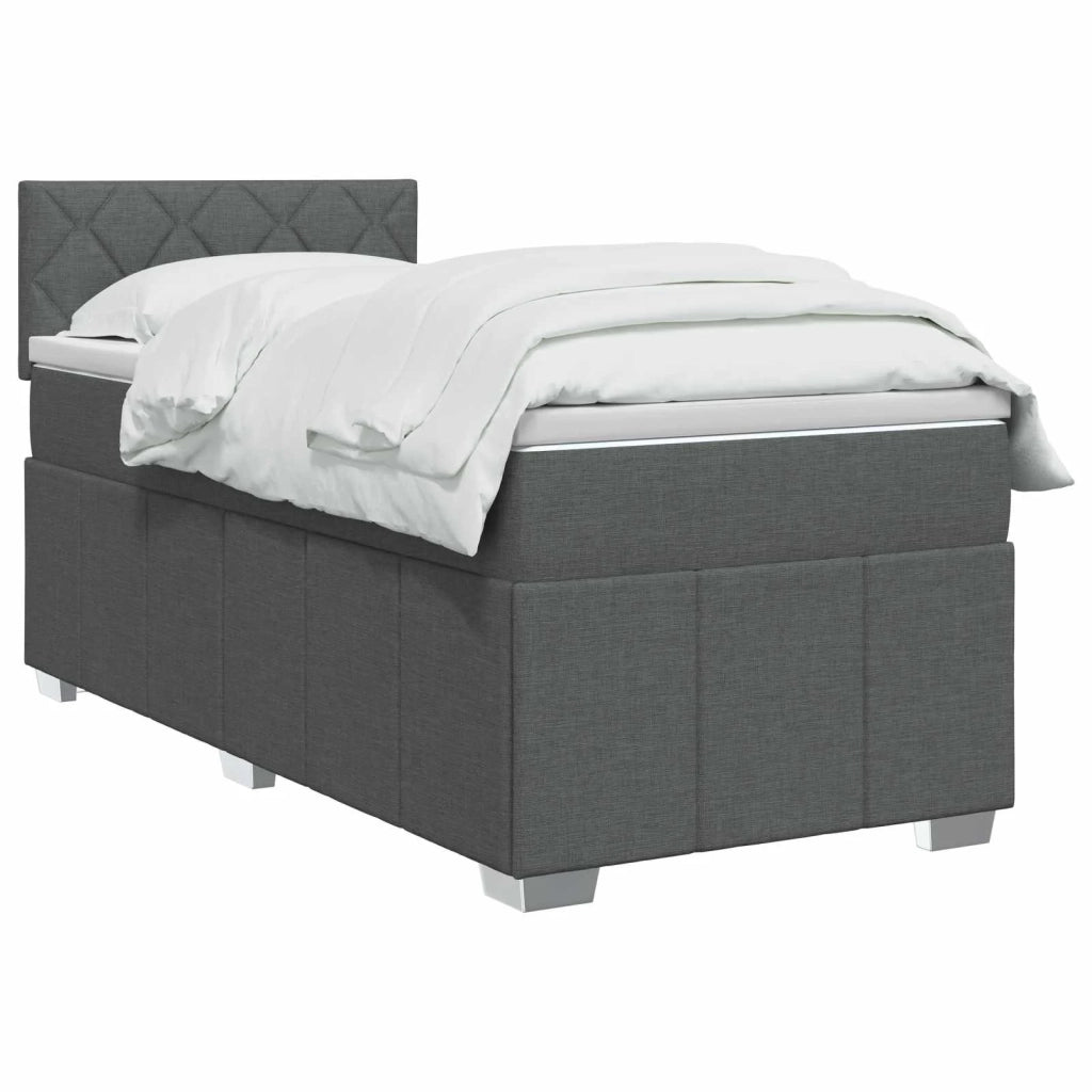 Letto con Box Spring, Materasso e LED Grigio Scuro 90 x 190 cm 3452773