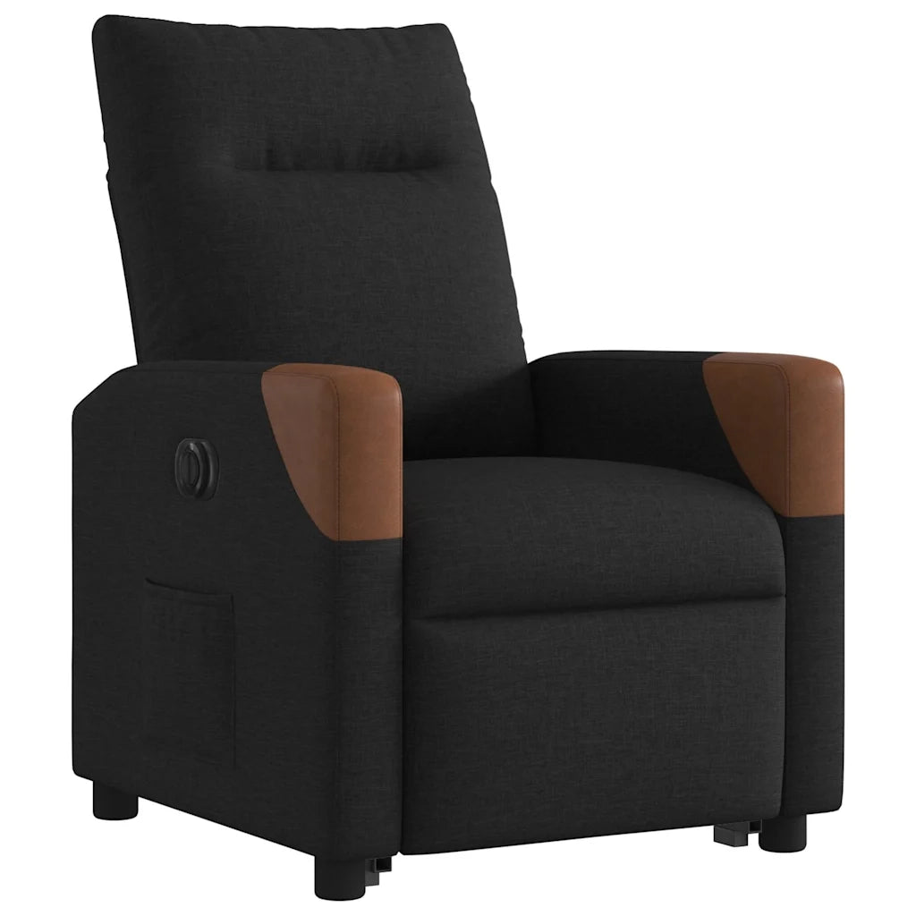 Poltrona Alzapersona Reclinabile Elettrica Nera in Tessuto 3324024