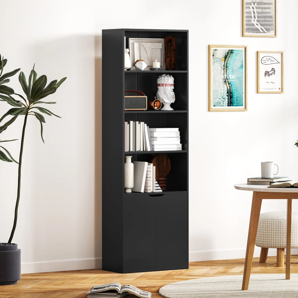 Libreria con ante e ripiani ¨C Xylo ¨C Legno nero 59x29x180 cm