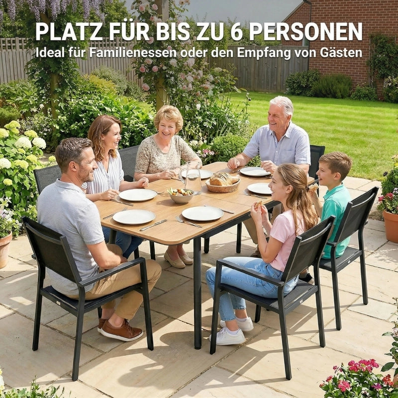 TAVOLO da giardino 140x80 cm per 6 persone in metallo e WPC teak