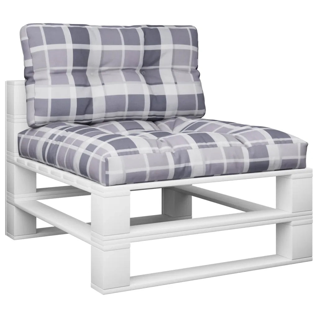 Cuscini per Pallet 2 pz Grigi a Quadri in Tessuto 360725