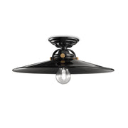 Plafoniera Industrial Minimal B&W Metallo Smaltato Nero 1 Luce E27 42Cm