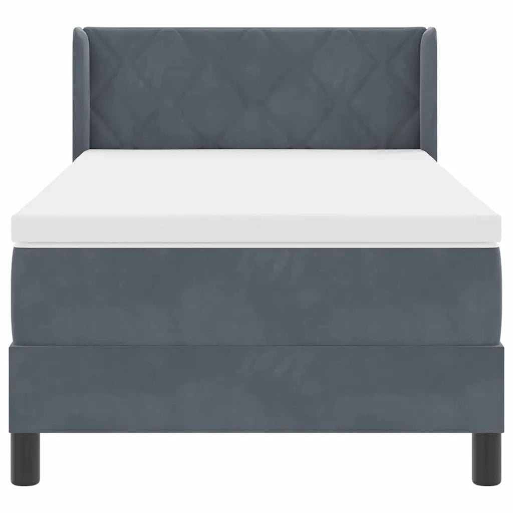 Letto a molle con materasso-Struttura Letto con Materasso Grigio scuro 190 x 90 cm Poliestere 242857